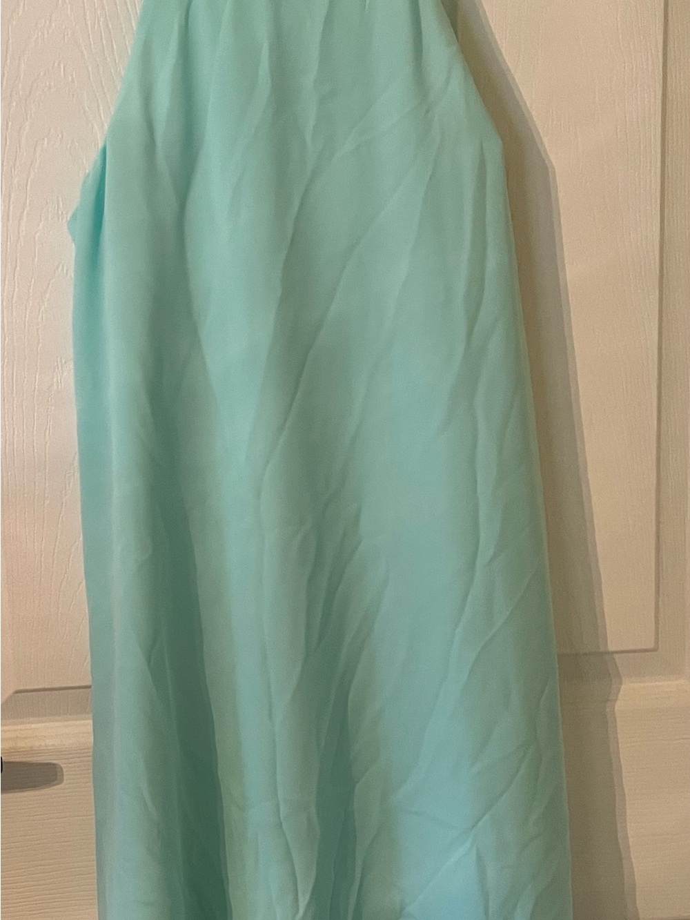Pink Rose sleeveless short chiffon Trapeze dress in a solid mint green pastel